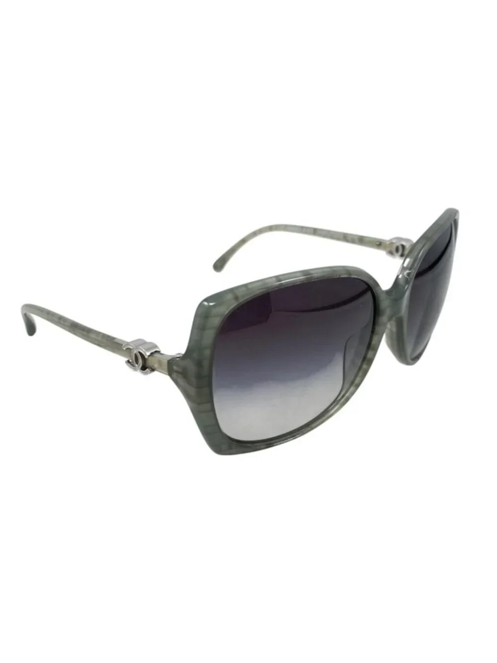 Chanel Sunglasses CC Logo Acetate Green Silver Eyewear
